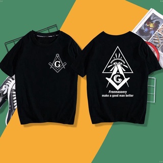 ย้อนยุคเสื้อยืดแขนสั้น พิมพ์ลายโลโก้ Freemasonry Masonry Illuminating All-Known Eye สําหรับผู้ชายS-5XL