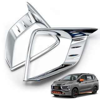 ครอบไฟหน้า 2 ชิ้น สีโครเมี่ยม สำหรับ Mitsubishi Xpander ปี 2018-2019