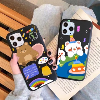 เคสโทรศัพท์มือถือลายหมีสําหรับ Samsung S6 S7 Edge Plus S8 S9 S10 S20 Plus S10E S10 Lite