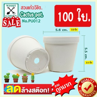 กระถางแคคตัส กระถางกระบองเพชร PU012 ขนาด 2.2 นิ้ว สีขาว 100 ใบ เนื้อพลาสติกแน่นหนาทนทาน ราคาถูก