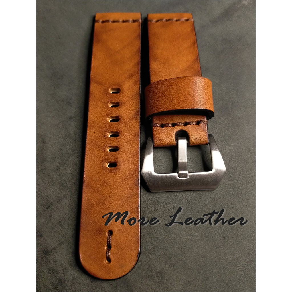More Leather สายนาฬิกาหนังแท้ 100% สายนาฬิกาแฮนด์เมดสไตล์วินเทจ แถมฟรีสปริง1คู่ มีขนาดตั้งแต่ 16mm ขึ้นไป