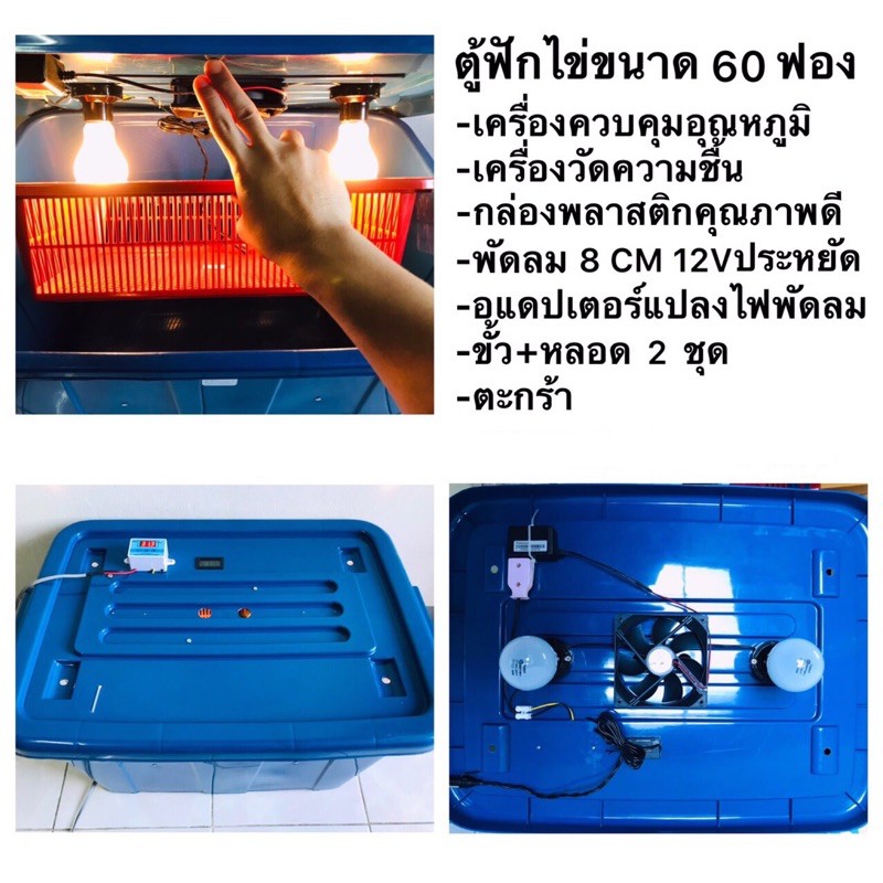 ตู้ฟักไข่อัตโนมัติ 60 ฟอง ประกอบสำเร็จพร้อมใช้งาน มีอุปกรณ์ครบ