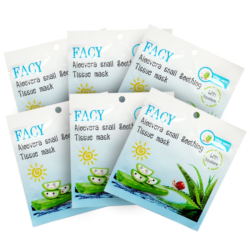Facy Aloevera snail Tissue Mask มาส์กหน้าว่านหางจระเข้ แพ็ค 6 ชิ้น