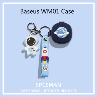 Baseus WM01 Case การ์ตูน Marvel Spiderman Thor พวงกุญแจตุ๊กตากัปตันอเมริกา จี้ซิลิโคนนิ่ม Baseus Encok WM01 ชุดหูฟังบลูทูธ เคส เคสป้องกัน Creative นักบินอวกาศ Pikachu จี้ Baseus WM01 Cover