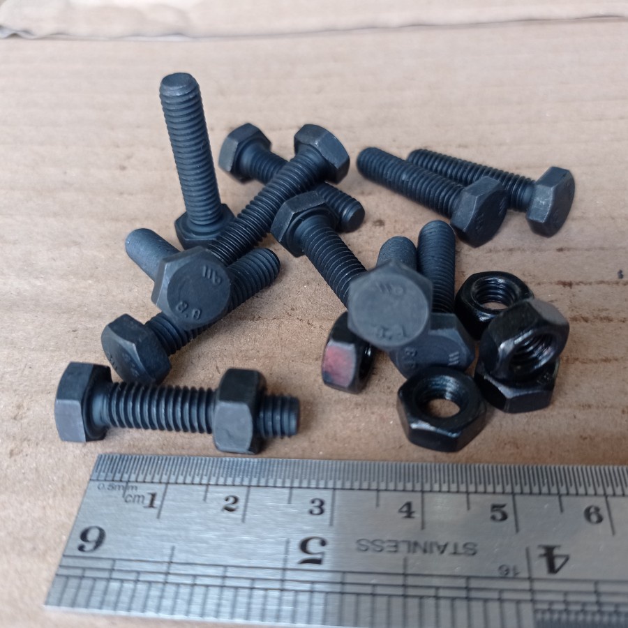 HTB 8.8 M6 X 25 STEEL BOLT / M6 X 25 BLACK STEEL BOLT / M6X25 STEEL BOLT / 10 KEY BOLT 10 FULL THREA