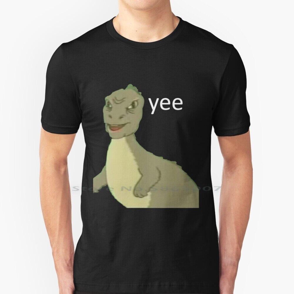 Yee [ Dinosaur Maym : ^ ) ] ( Version 1 , Video Quality , White Text ) T Shirt 100% Cotton Meme Inte