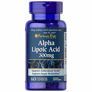 USA Puritans Pride Alpha Lipoic Acid 300mg 60 Capsules Antioxident สหรัฐอเมริกา อัลฟ่า กรดไลโปอิค สารต้านอนุมูลอิสระ