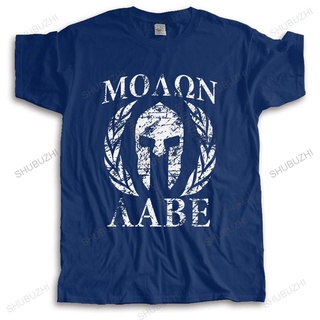 [S-5XL] เสื้อยืดแขนสั้น ผ้าฝ้าย พิมพ์ลาย Spartan Molon Labe สําหรับผู้ชาย