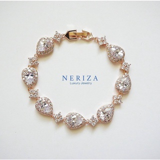 Neriza Jewelry/ข้อมือเพชรสังเคราะห์เกรดพรีเมี่ยม ประกายเทียบเท่าเพชรแท้ จัดส่งฟรีพร้อมกล่องNB017