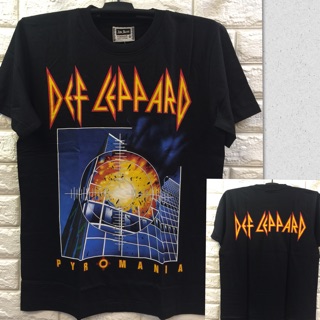 เสื้อยืดแขนสั้น พิมพ์ลาย Rock Band Def Leppard สีดํา