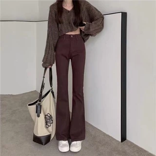 Cicishop(0959)New Jeans💥 กางเกงยีนส์ทรงกระบอกปลายขาบาน ยืดได้ ทรงเก๋แมตช์ง่ายไม่เอ้าท์