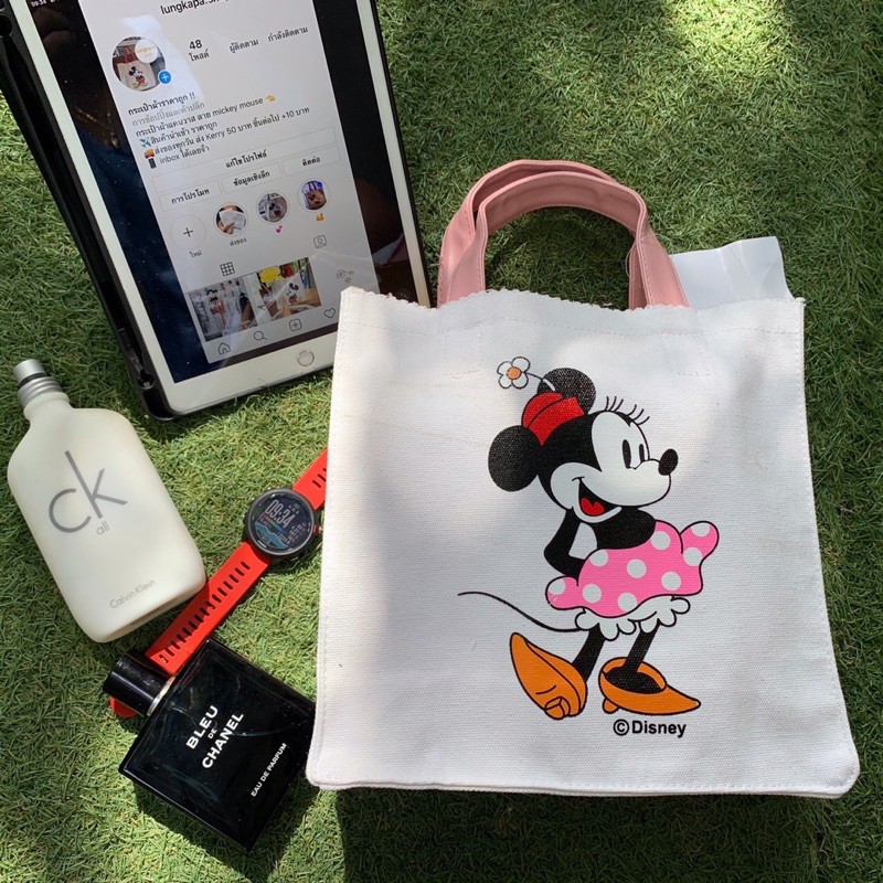 กระเป๋าผ้าแคนวาส ลายMickey mouse ลายmine mouse สินค้านำเข้า ราคาถูก เนื้อผ้ากระเป๋าทนทาน ใช้งานดีใช้คุ้ม