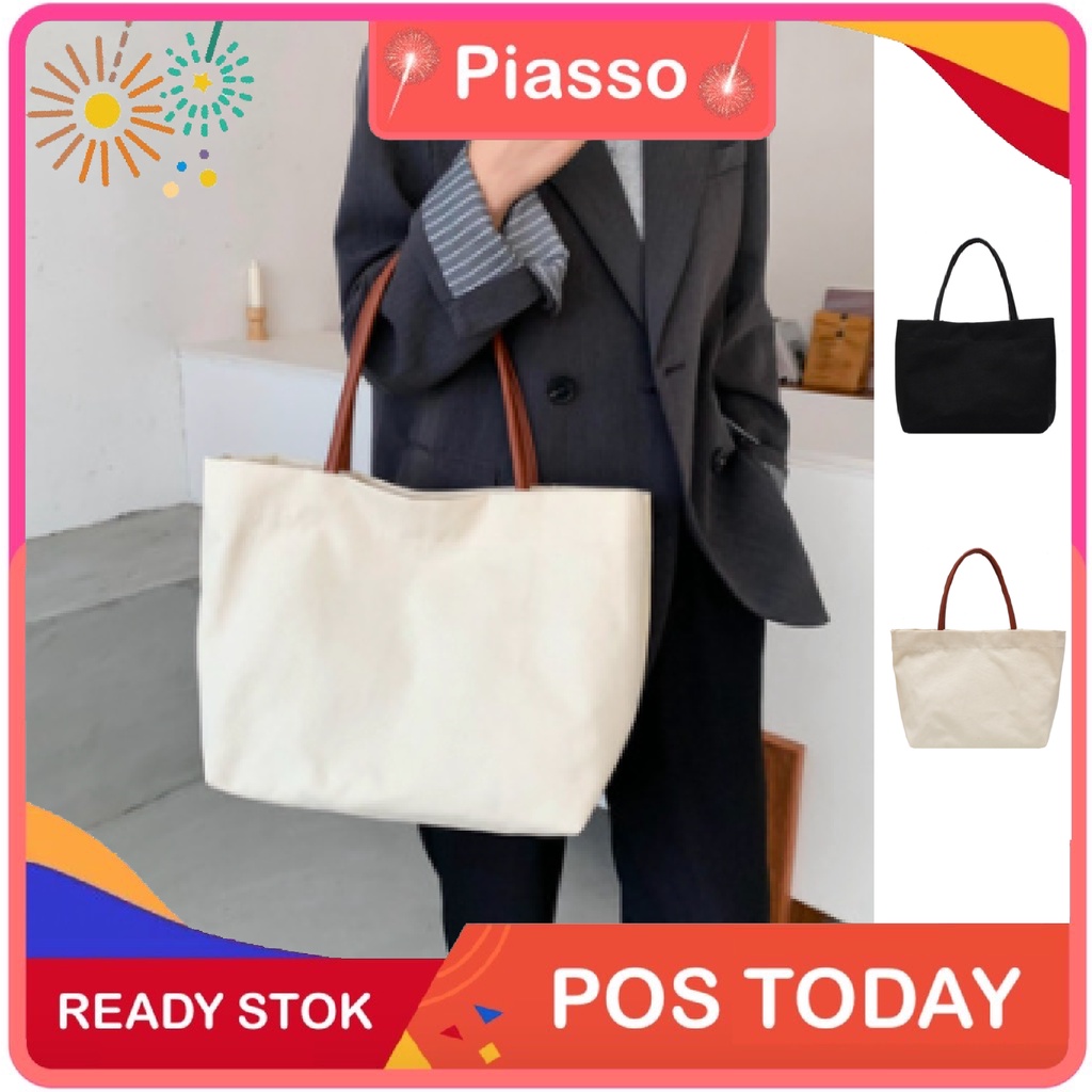 Stok PIASSO Beg Wanita กระเป๋าผ้าแคนวาสแบบพกพาไหล่เดียวรุ่นใหม่ P0304