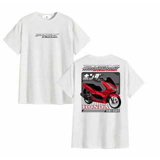 คอลูกเรือเสื้อยืดคอกลมเสื้อยืด ลาย Distro HONDA PCX 160 สีแดง สําหรับผู้ชาย และผู้หญิง ยานยนต์ผ้าฝ้ายแท้