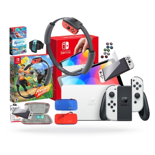 Nintendo Switch OLED Exercise Set เครื่องเกม + อุปกรณ์ แผ่นเกมและกระเป๋า7in1 TZ สีแดง สำหรับเครื่องรุ่น OLED