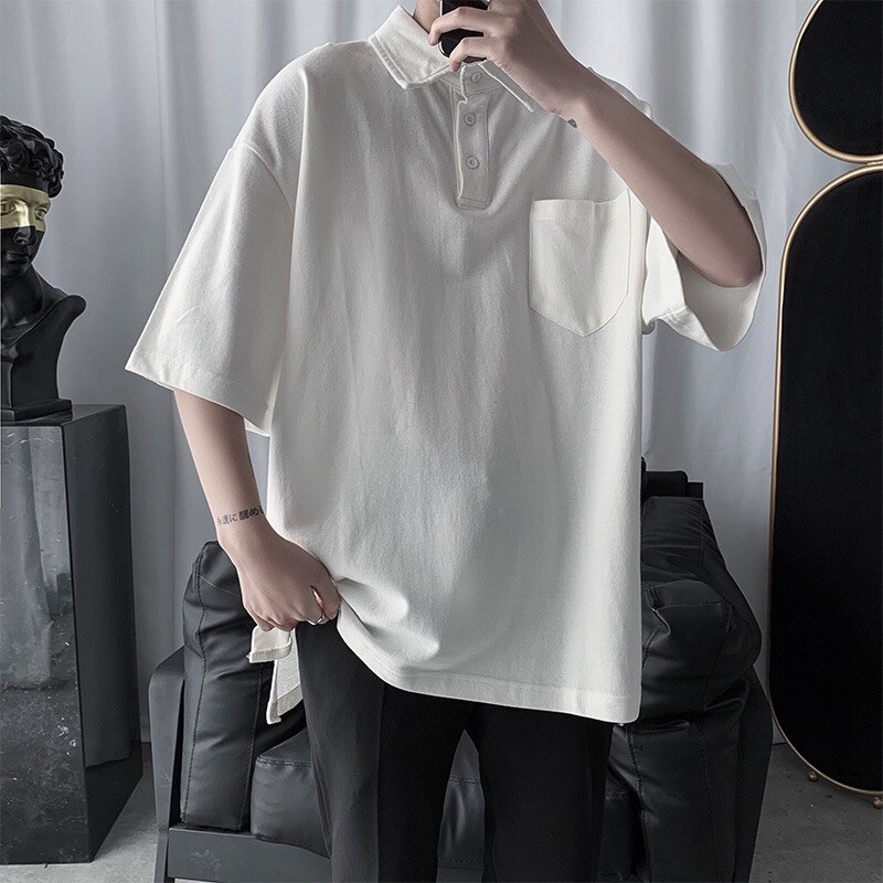 พร้อมส่ง เสื้อยืด OveRsiZE โปโลคอปก ( T321 )