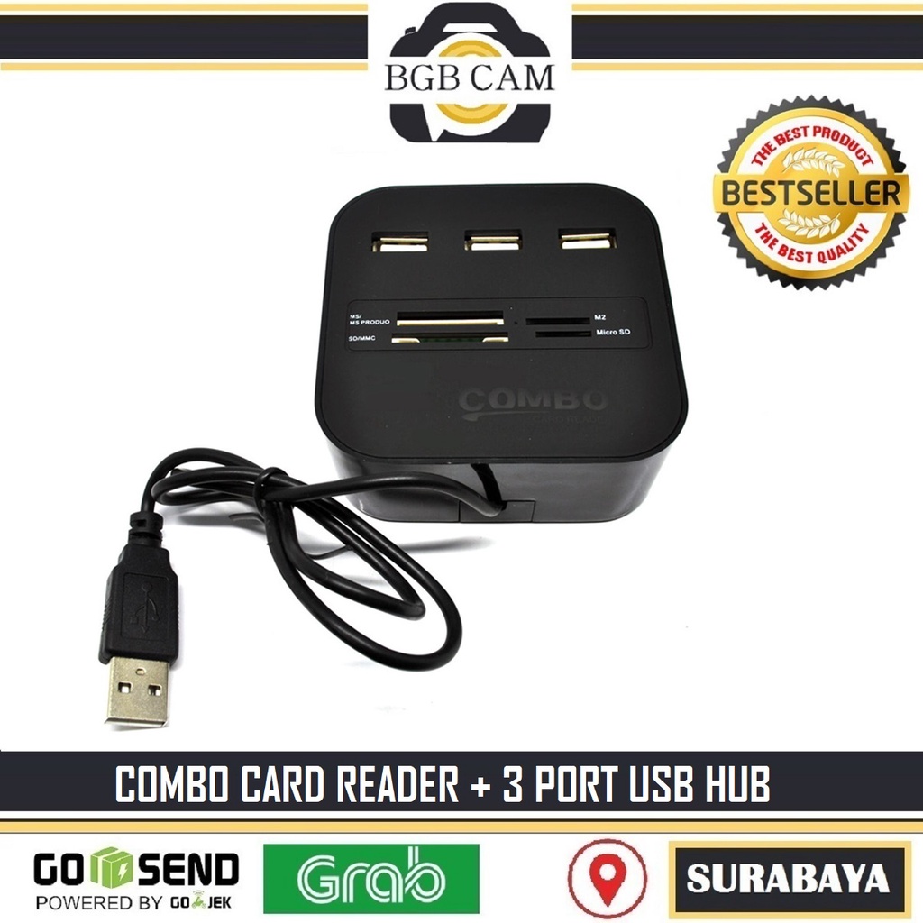 USB HUB 2.0 3 พอร์ต + Combo Multi Card Reader Micro / SD Card