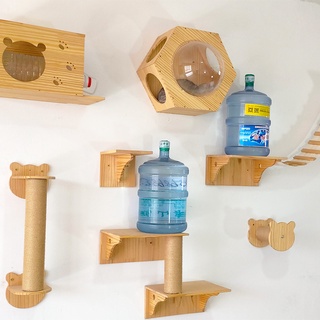 บันไดแมว บันไดแมวติดผนัง ที่นอนแมว ที่นอนแมวติดผนัง ของเล่นแมว Wall-mounted Cat Climbing Ladder Wood Stairs Jumping