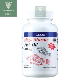 Lynae mega marine fish oil 1000 mg. 60 softgels มารีน ฟิช ออย