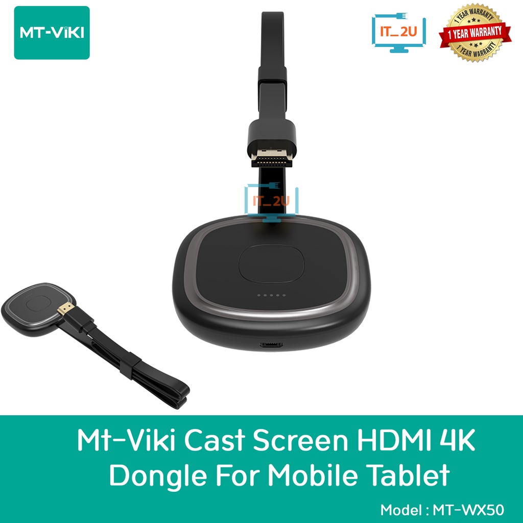 MT-Viki MT-WX50 HDMI Cast Screen HDMI 4K Dongle For Mobile/Tablet อุปกรณ์เชื่อมต่อสัญญาณภาพและเสียงแบบไร้สาย