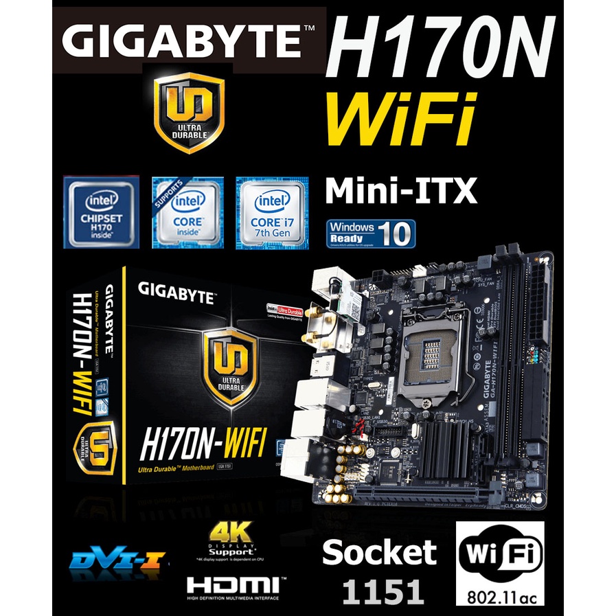 Mainboard INTEL GA-H170N-WiFi (Socket 1151) มือสอง พร้อมส่ง แพ็คดีมาก!!!