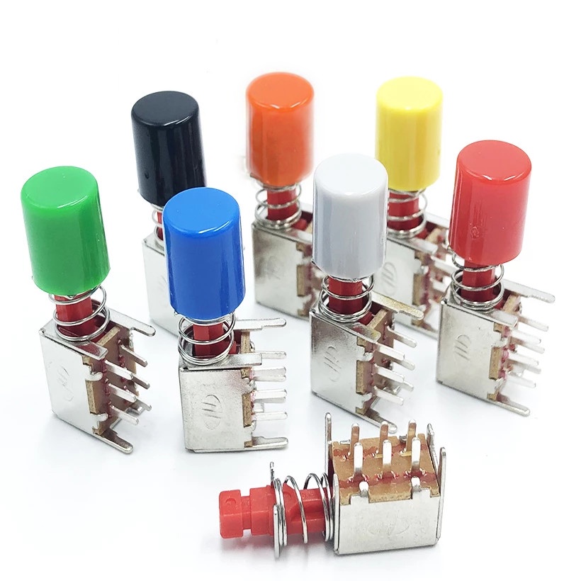 สวิตช์ กดดับ ปล่อยดับ PS-22F03 6ขา 0.5A 30VDC Latching Push ปุ่ม Self-Locking Recovery Key Power หมวกสวิตช์ Knob