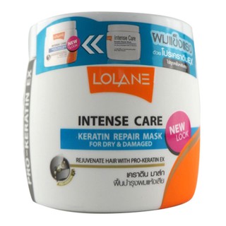 Lolane intense care keratin repair mask(200ml.) โลแลน อินเทนซ์ แคร์ เคราติน รีแพร์ มาส์กฟื้นบำรุงผมแห้งเสีย แถบสีน้ำเงิน