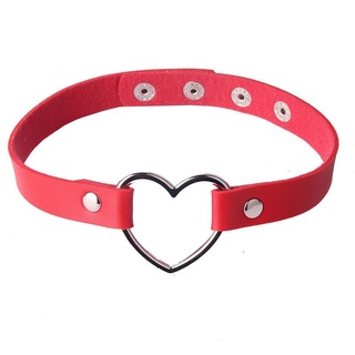 พร้อมส่ง โช๊คเกอร์ โลหะหัวใจ หนังPVC (สีดำ , แดง ,ขาว )