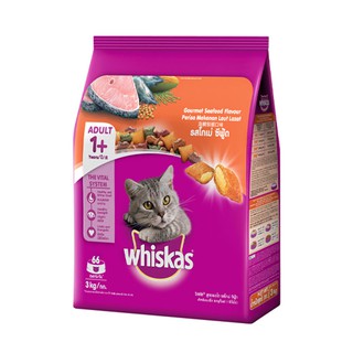 ✨ขายดี✨ วิสกัส อาหารแมว รสโกเม่ซีฟู้ด 3 กก. Whiskas Cat Food Adult Gourmet Seafood 3 kg