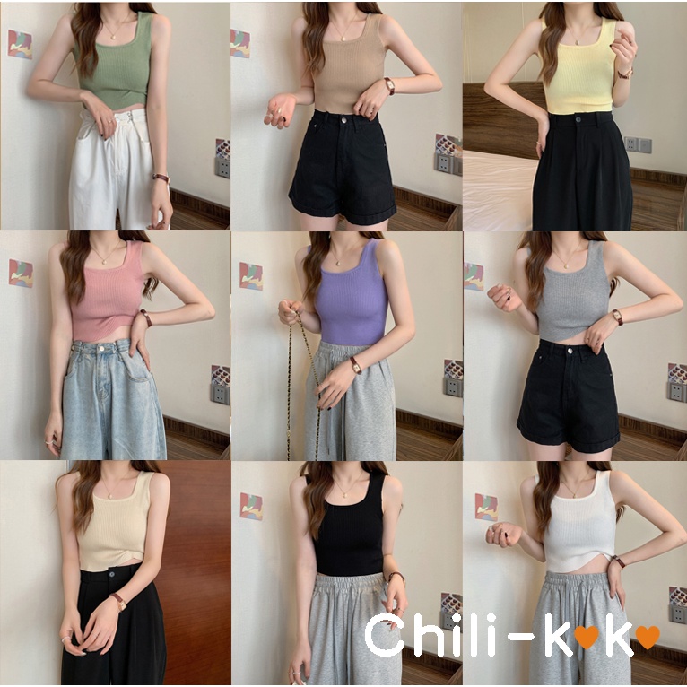 Chili_koko 28019❤️🌟 พร้อมส่ง🌟เสื้อกล้ามไหมพรมน่ารัก ผ้านุ่มนิ่มฝุดๆ👍ร้านโว๊กM