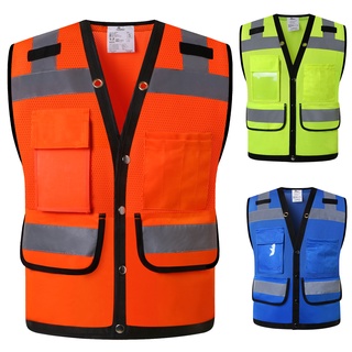 Hi Vis เสื้อกั๊กเซฟตี้ สะท้อนแสง สีส้ม สําหรับงานก่อสร้างคลังสินค้า