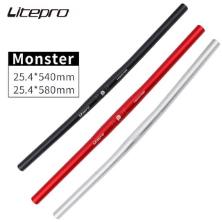 Litepro Monster แฮนด์บาร์จักรยาน แบบแบน แนวนอน ขนาด 25.4 * 580 มม. สําหรับรถจักรยานเสือภูเขา