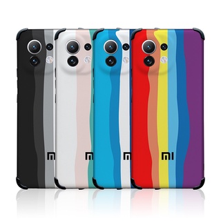 Original Rainbow Color Case Xiaomi Mi 11 Lite 11T Pro Casing Brand Gradient Silicone Official Cover