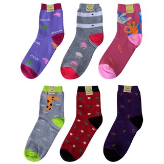 FUN.SOCKS ถุงเท้าแฟชั่นสีสันสดใส ราคาถูก ยกโหล 12 คู่