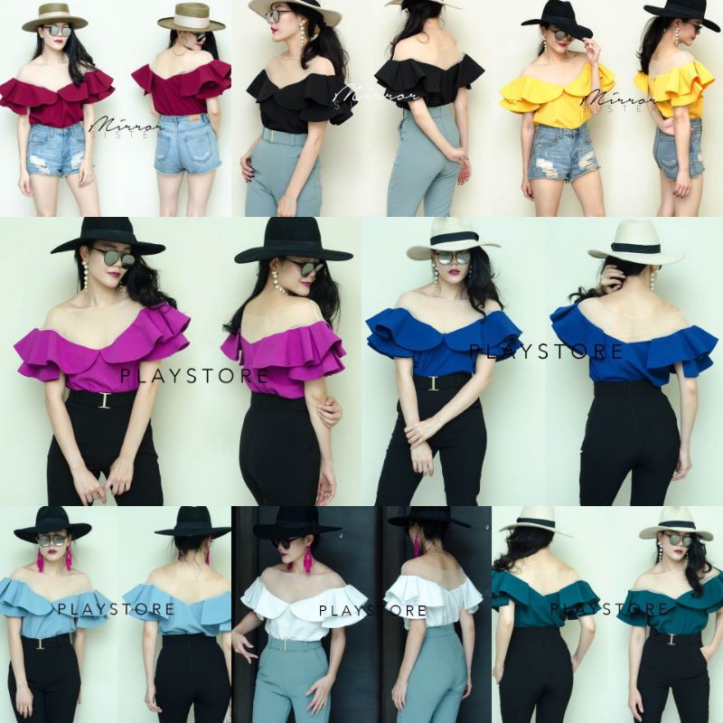 ป้าย Mirrorsister เสื้อแต่งซีทรูช่วงบน แต่งระบายเก๋ๆ