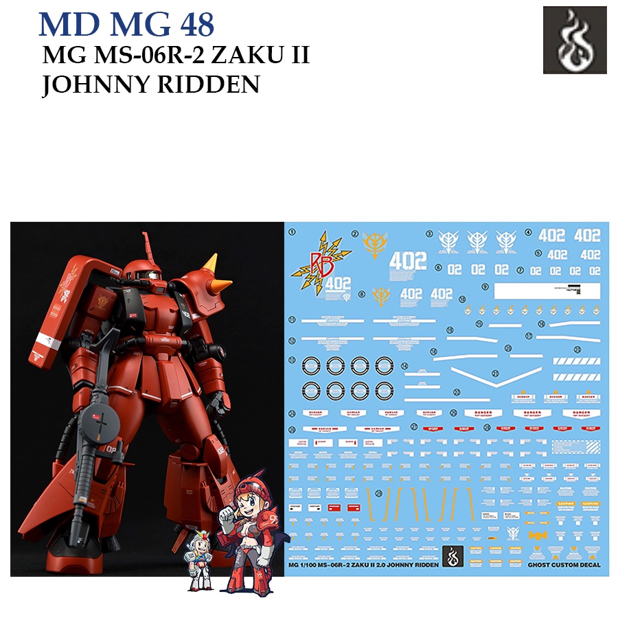 ดีคอลน้ำ [GHOST] MG 48 MS-06R-2 ZAKU II 2.0 JOHNNY RIDDEN MG 1/100 WATER DECAL GMG48 GMG 48 MG48