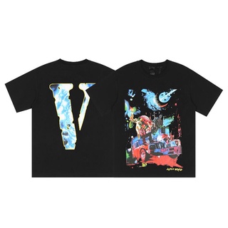 Vlone เสื้อยืดแขนสั้น ผ้าฝ้าย พิมพ์ลาย แฟชั่นสําหรับผู้ชาย และผู้หญิง