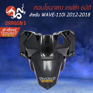 คอนโซนกลาง ครอบตัวถังกลางด้านหน้า WAVE-110i NEW ปี12-18 เคฟล่า 6มิติ +ฟรี สติ๊กเกอร์ PROSPEED 1อัน WAVE-110i เวฟ110i