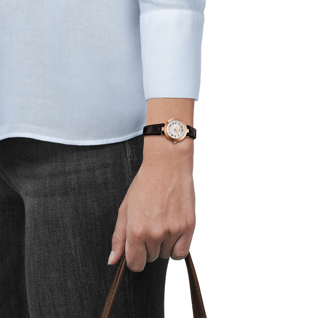 Tissot Bellissima small lady ทิสโซต์ เบลลิซซิมา สมอล เลดี้ สีขาว น้ำตาล T1260103601300 นาฬิกาผู้หญิง