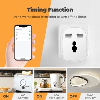 Tuya สมาร์ทปลั๊กรู Universal Wi-Fi เปิดปิด ตั้งเวลาผ่านแอป มีรุ่นวัดพลังงานได้/ไม่ได้ รองรับ Google Home/Alexa