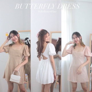 BEBF12 - BUTTERFLY DRESS เดรสแขนพองผูกหลัง