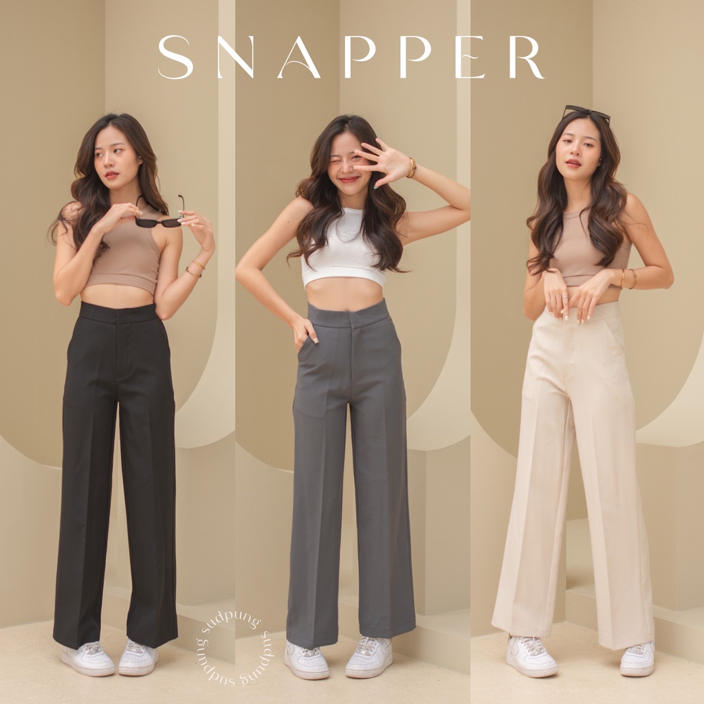 snapper _SP004 กางเกงขายาว กระบอกกลาง ตะขอหน้า เอวสูง ใส่แล้วสูงมากผ้าหนาไม่บางอยู่ทรงควรมีติดตู้สุด