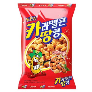 พร้อมส่ง 카라멜콘 땅콩 ขนมอบกรอบและถั่วเคลือบคาราเมล CROWN Caramel Corn and Peanut 72G