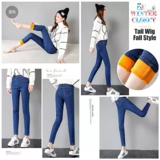 กางเกงยีนส์บุขน กางเกงยีนส์กันหนาว ใส่ติดลบ ลุยหิมะได้ "Korea design" Leggings women กางเกงขายาวบุขน ยีนส์บุขน