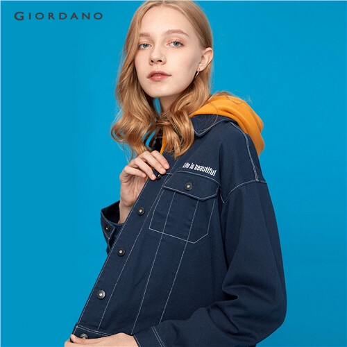 GIORDANO WOMEN Embroidery cargo flap pockets jacket 05379748