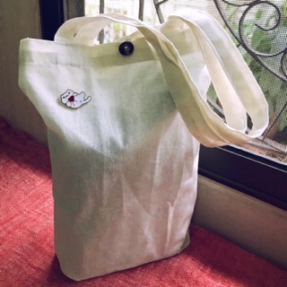 🛍🥤🥤  ถุงผ้าดิบ และ เข็มกลัด (Cool &amp; Unique Bag) สำหรับใส่แก้วกาแฟ Starbucks พกง่าย ใช้สะดวก ลดโลกร้อน