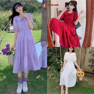 (ซื้อ 2ชิ้นลบ 20 บาท)เสื้อผ้าแฟชั่นผู้หญิง ชุดเดรสยาว กระโปรงยาวชุดสวยใส่สบาย K126
