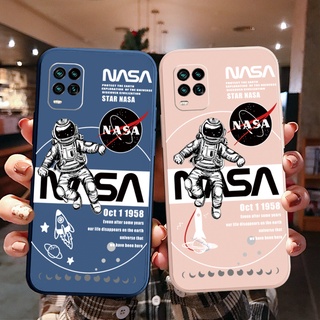 เคสซิลิโคนนิ่ม ขอบตรง ลาย NASA สีชมพู แฟชั่น สําหรับ Realme C35 C25 C25S C11 C12 C15 C17 7i 7 8 Pro 5 5i 5S 6i C3