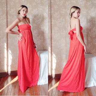 Smock Maxi Dress ผูกด้านหลัง