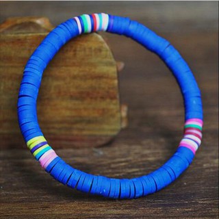 ✿inf✿Bohemian Colorful Clay Beaded Elastic Wristband Polymer Clay Beads Bracelet Girl